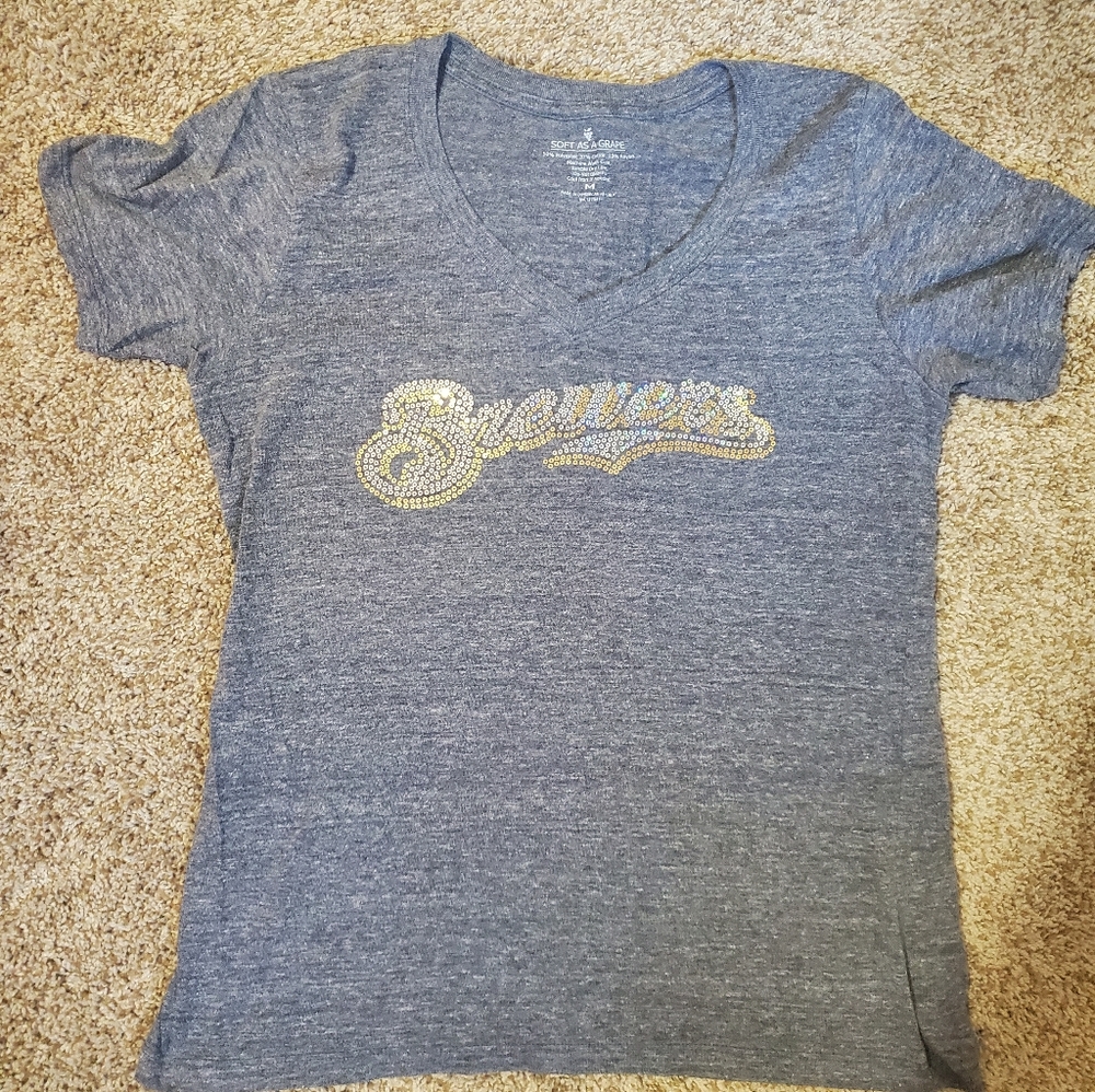😎 Milwaukee Brewers Sequin Shirt•Soft as a Grape